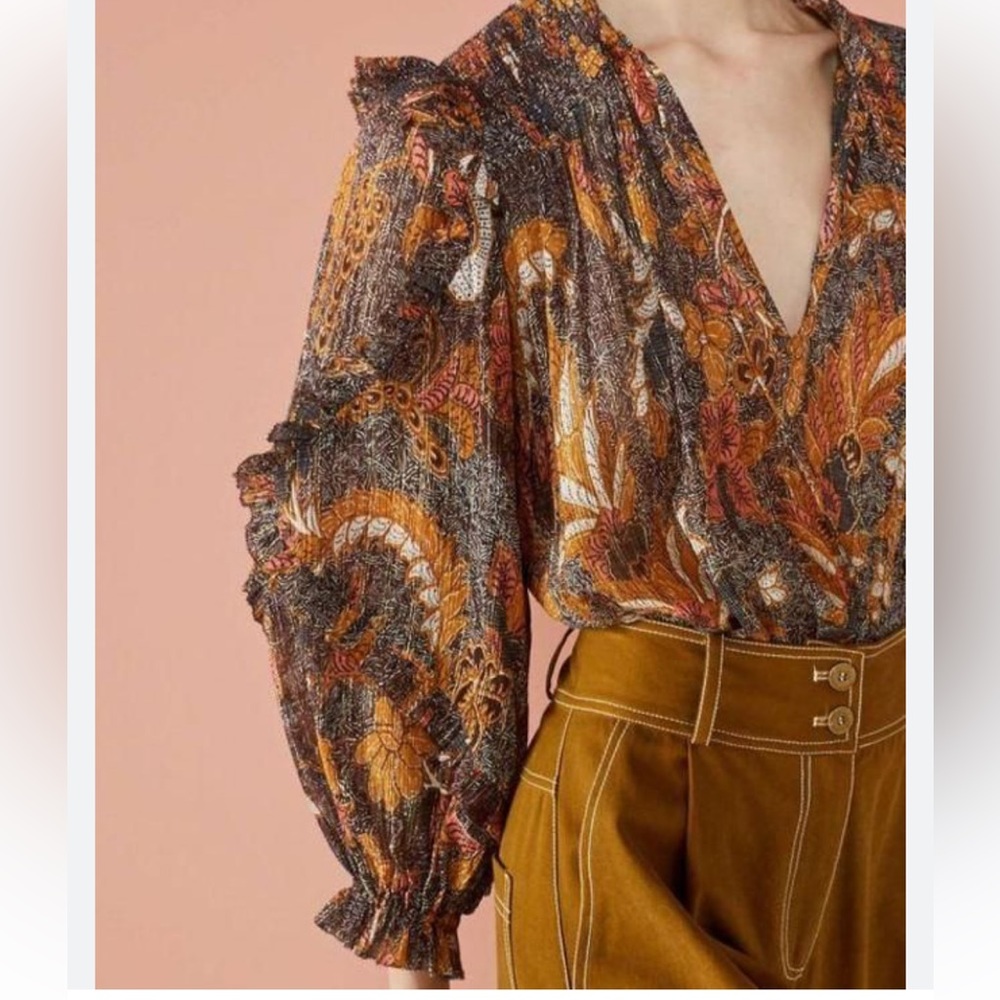 Ulla Johnson Brown Orange Lara Blouse 2